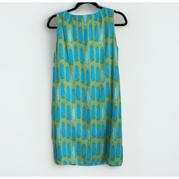 Fossil Sleeveless Dress Size Small Chiffon Blue Feather Beach Tropical Vacation - Picture 12 of 13